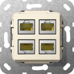 Gira 569801 Einsatz Modular Jack RJ45 Cat. 6A 10 Gbit-Ethernet 4-fach Kupplung Cremeweiß glänzend 