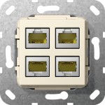 Gira 569901 Einsatz Modular Jack RJ45 Cat. 6A 10 Gbit-Ethernet 4-fach Schneidklemmtechnik Cremeweiß glänzend 