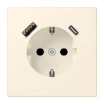 Jung LC1520-15CA245 SCHUKO Steckdose 16A 250V mit USB-Ladegerät 1xTypA + 1xTyp C integrierter erhöhter Berührungsschutz SAFETY+ Serie LS blanc ivoire 