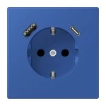 Jung LC1520-15CA253 SCHUKO Steckdose 16A 250V mit USB-Ladegerät 1xTypA + 1xTyp C integrierter erhöhter Berührungsschutz SAFETY+ Serie LS bleu outremer 59 