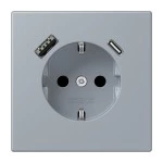 Jung LC1520-15CA257 SCHUKO Steckdose 16A 250V mit USB-Ladegerät 1xTypA + 1xTyp C integrierter erhöhter Berührungsschutz SAFETY+ Serie LS gris clair 59 