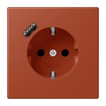 Jung LC1520-18A232 SCHUKO Steckdose 16A 250V mit USB-Ladegerät 1xTyp A integrierter erhöhter Berührungsschutz SAFETY+ Serie LS l'ocre rouge 