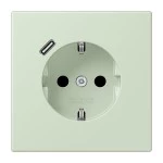 Jung LC1520-18C218 SCHUKO Steckdose 16A 250V mit USB-Ladegerät 1xTyp C integrierter erhöhter Berührungsschutz SAFETY+ Serie LS vert anglâis pale 