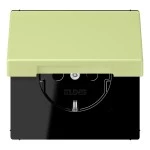 Jung LC1520BFKIKL222 SCHUKO Steckdose 16A 250V integrierter erhöhter Berührungsschutz SAFETY+ Klappdeckel Thermoplast lackiert Serie LS vert jaune clair 