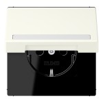 Jung LC1520BFNAKL245 SCHUKO Steckdose 16A 250V mit Schriftfeld integrierter erhöhter Berührungsschutz SAFETY+ Klappdeckel Thermoplast lackiert Serie LS blanc i 