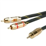 roline 11.88.4273 GOLD Audio-Verbindungskabel 3,5mm Stereo/2x Cinch Stecker/Stecker Retail Bliste 