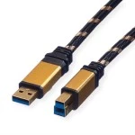 roline 11.88.8902 GOLD USB 3.2 Gen 1 Kabel Typ A-B Retail Blister 1,8 Meter 