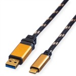 roline 11.88.9012 GOLD USB 3.2 Gen 1 Kabel A-C Stecker/Stecker Retail Blister 0,5 Meter 