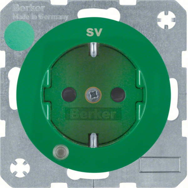 Berker 41102003 Schuko-Steckdose mit Kontroll-LED und erhöhter Berührungsschutz R.1/R.3 grün glänzend