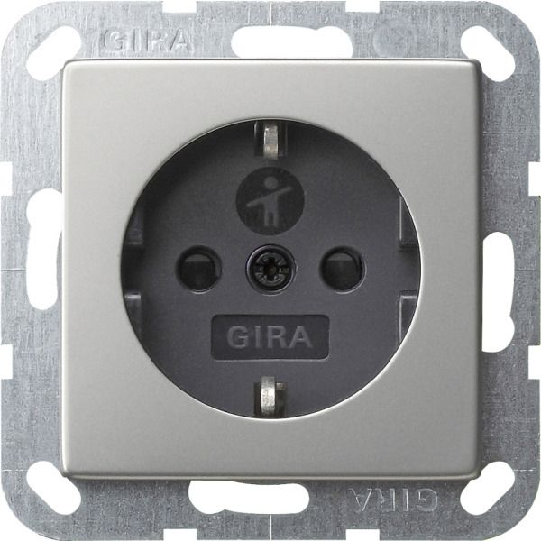 **Gira 0453600 Schuko-Steckdose 16A 250V mit erhöhten Berührungsschutz (Shutter) Steckklemmen Edelstahl