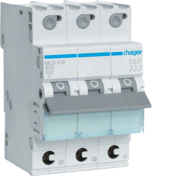 Hager MCS310 Leitungsschutzschalter 3-polig 6kA C-Charakteristik 10A Quick Connect 3TE