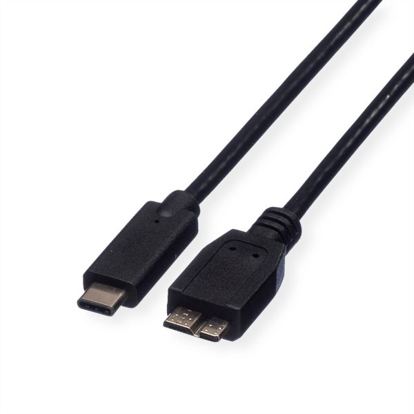 roline 11.02.9005 USB 3.2 Gen 1 Kabel C-Micro B Stecker/Stecker schwarz 0,5 Meter