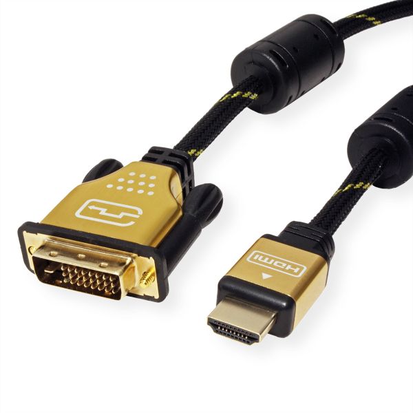 roline 11.04.5890 GOLD Monitorkabel DVI (24+1)/HDMI Stecker/Stecker 1 Meter