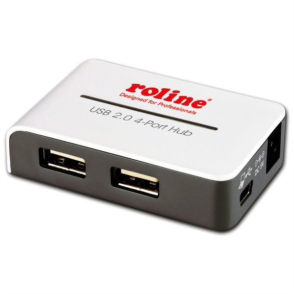 roline 14.02.5013 USB 2.0 Hub 'Black and White' 4 Ports mit Netzteil