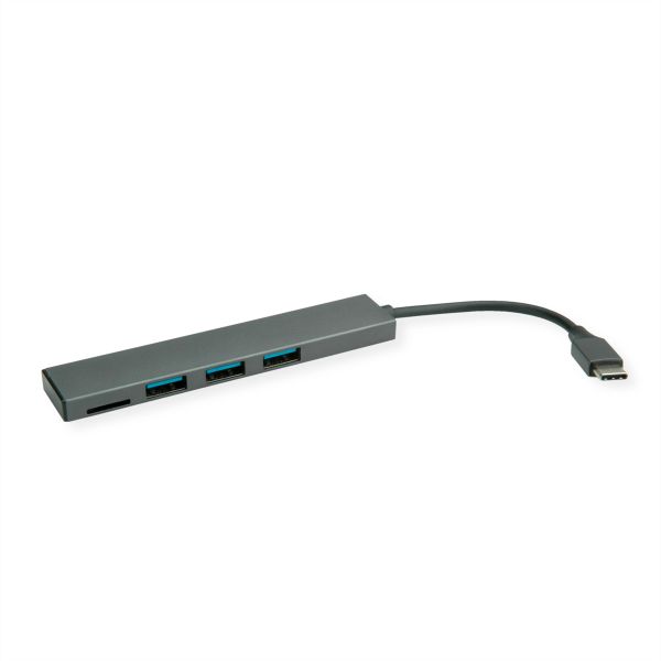 roline 14.02.5051 USB 3.2 Gen 1 Hub 3fach Typ C Anschlusskabel mit CardReader