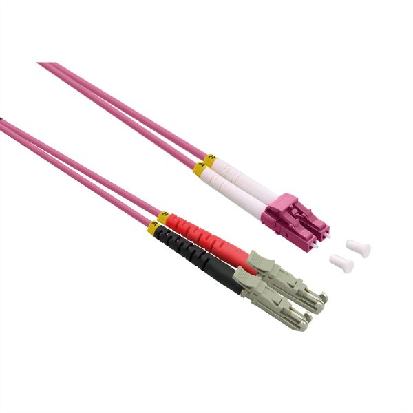 roline 21.15.9475 LWL-Kabel duplex 50/125µm OM4 LSH/LC LSOH violett 5 Meter