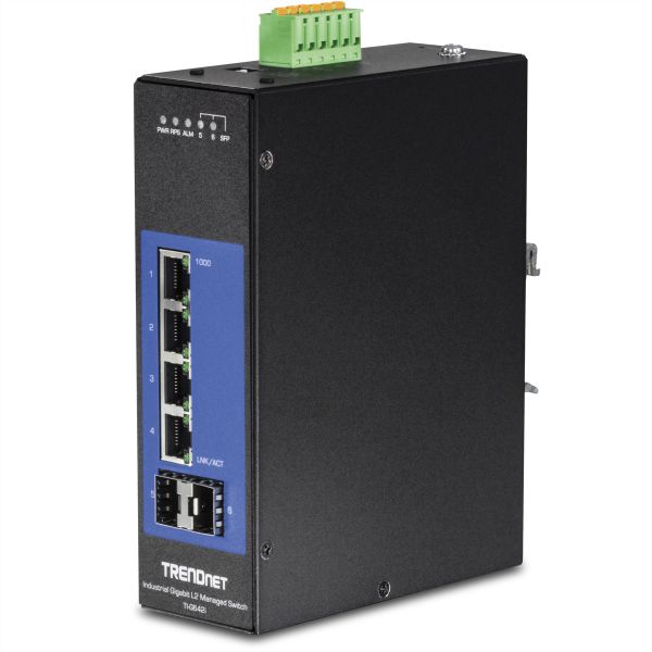 TRENDnet TI-G642i TRENDnet DIN-Rail Switch 6-Port Industrial Gigabit L2