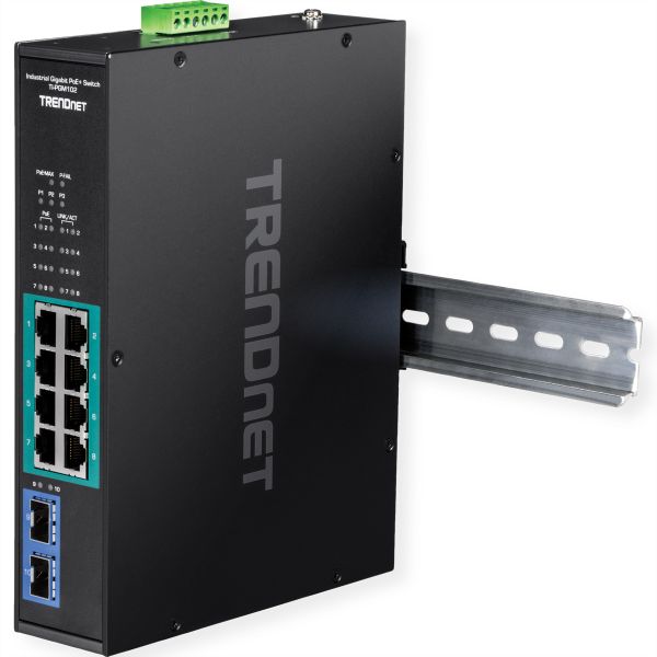 TRENDnet TI-PGM102 TRENDnet 10 Port Rail Switch Industrial Gigabit PoE+