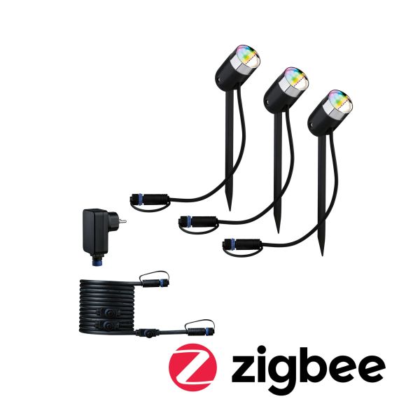 Paulmann 942.84 Plug & Shine kaufen Zigbee online 21VA | Smart Gartenstrahler IP65 Pike RGBW+ LED Anthrazit Basisset 3x4,5W Home