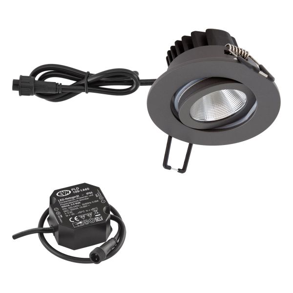 EVN LED-Deckeneinbauleuchte 4000K IP65 anthrazit