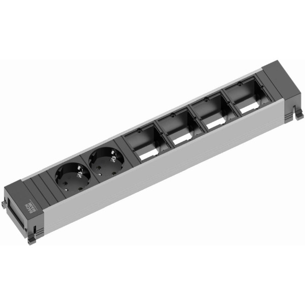 Bachmann 916.025 Steckdoseneinheit schwarz alu 6-fach