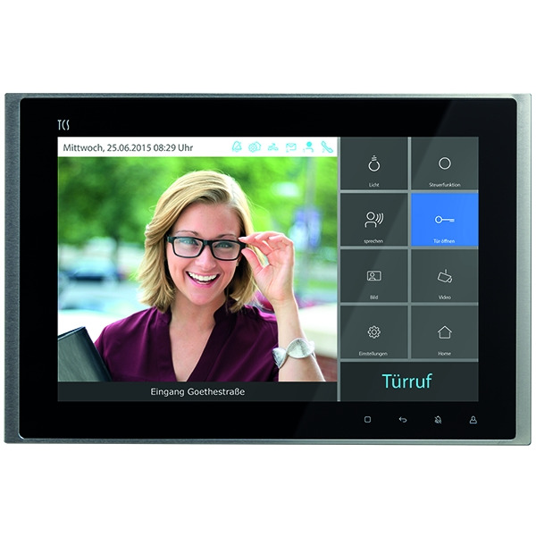 TCS IVW9011-0261 Video Innenstation zum Freisprechen Serie skyline:ten 2G mit 10 Zoll Touchdisplay Auf- oder Unterputzmontage silber