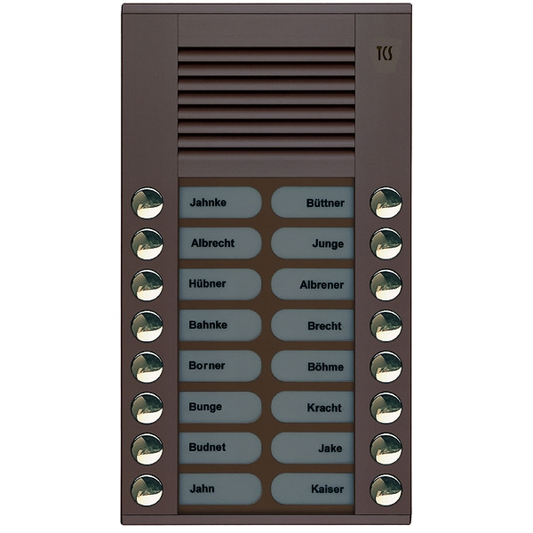 TCS PES16-EB/04 Audio Außenstation Serie PES 16 Klingeltasten (rechts-/ linksbündig) AP bronze