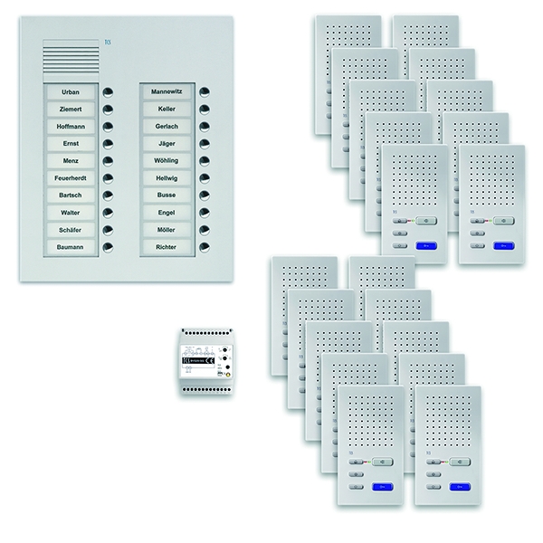 TCS PPUF20/2-EN/02 audio:pack UP für 20 Wohneinheiten mit Außenstation PUK 20 Klingeltasten 2-spaltig + 20x Freisprecher ISW3030 + Steuergerät BVS20