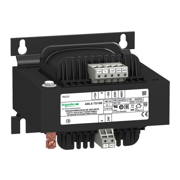 Schneider Electric ABL6TS16B Sicherheits- u. Trenntransformator E: 230/400 VAC A: 1x 24 VAC 160 VA