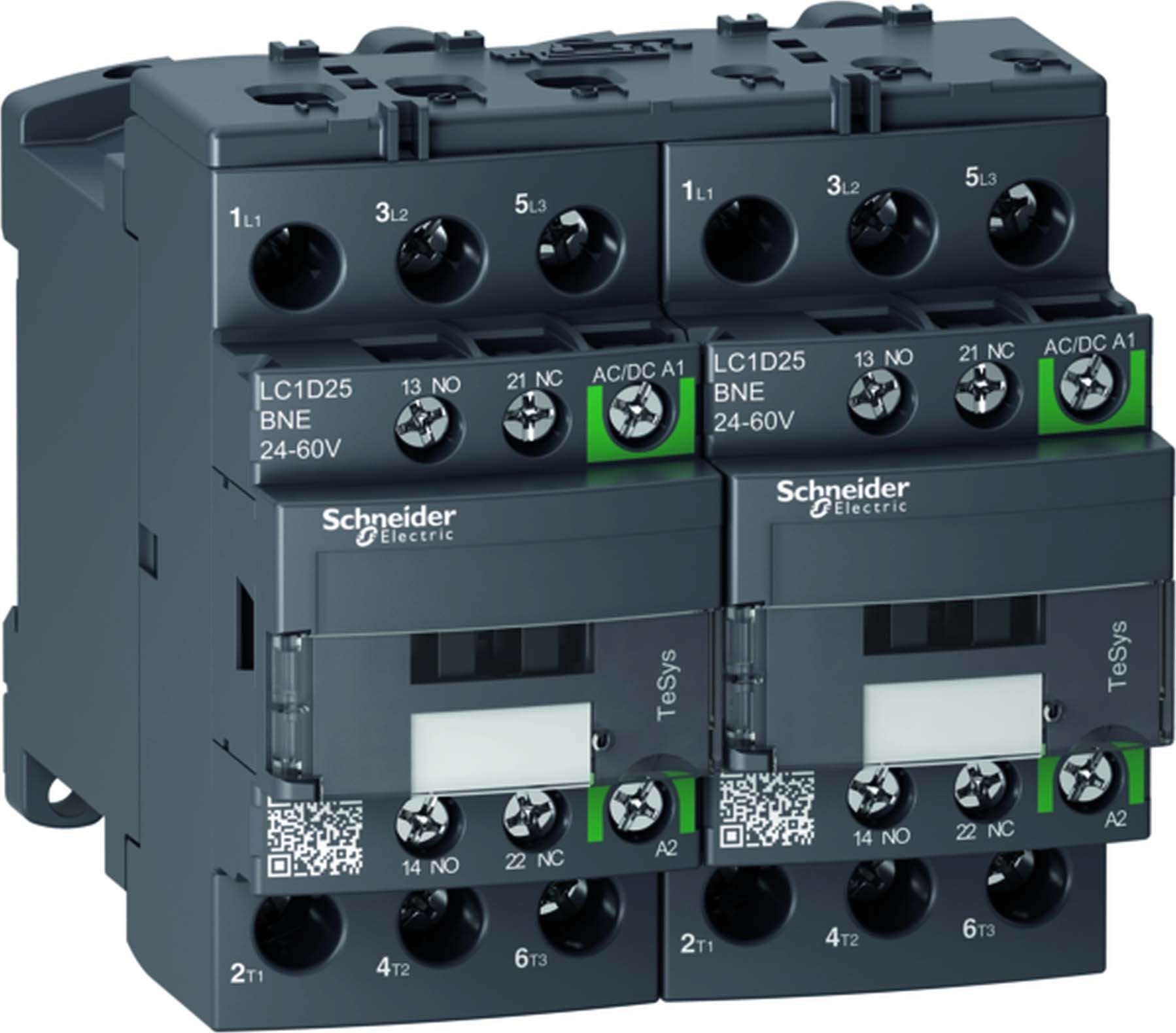 Schneider Electric LC2D32KUE Wendeschützkombination 3-polig +1S+1Ö 15kW/400V/AC3 32A Spule 100 - 250V AC/DC