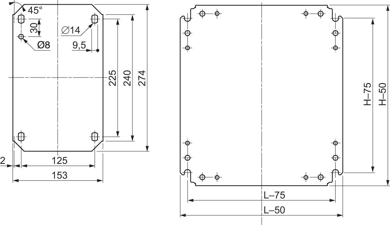 Schneider Electric NSYMM65 Einfache Montageplatte H500xB600mm aus verzinktem Stahl