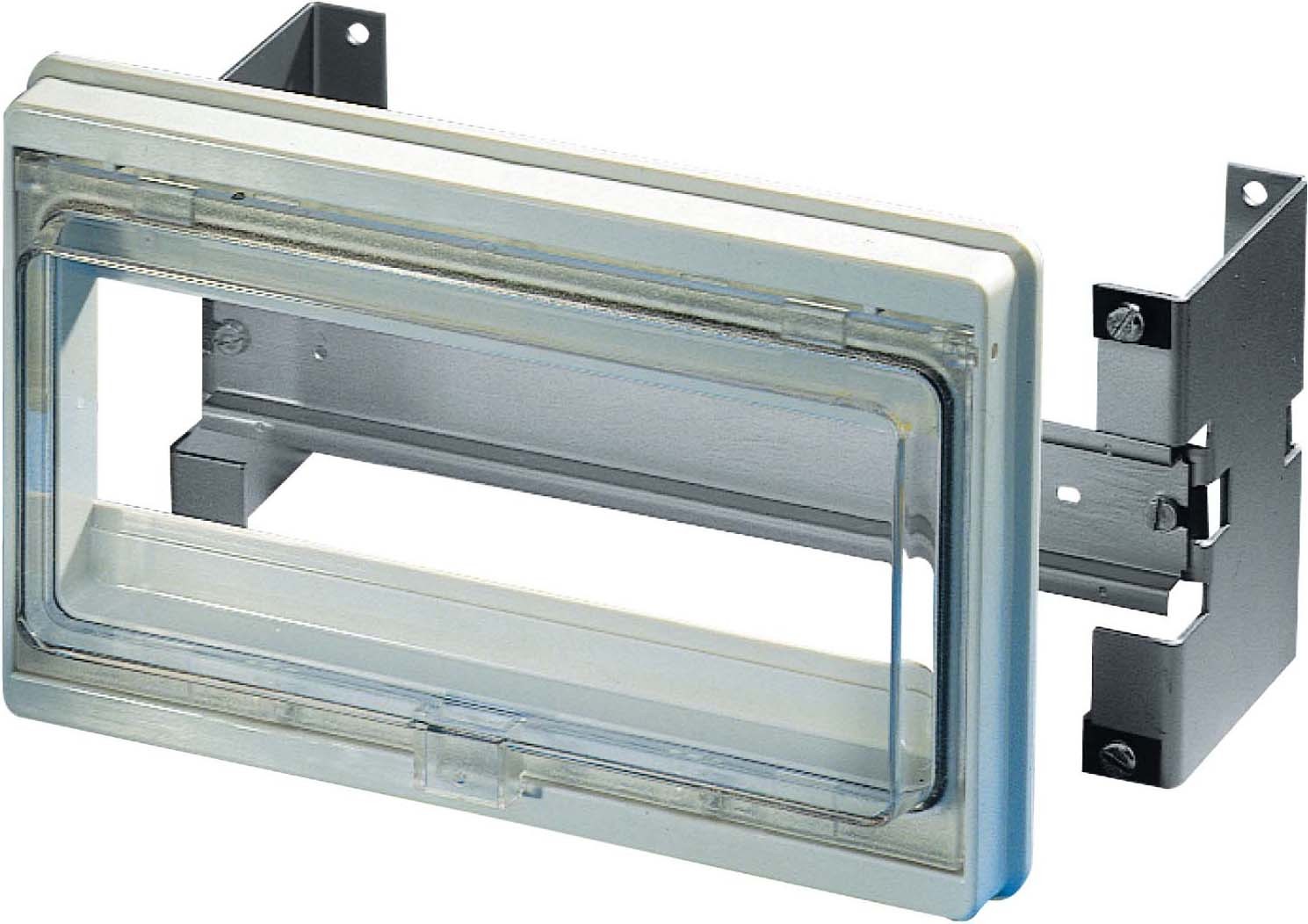 Schneider Electric NSYMW10MK Modulare Frontplatte m. abgedicht. Fenster IP55. Öffnung 46 x180mm (10 Module)