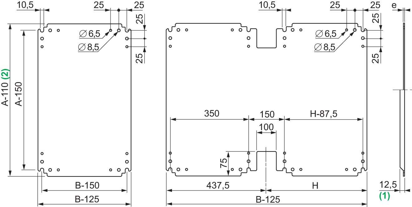 Schneider Electric NSYPMM125 Metallmontageplatte für PLA-Gehäuse H1250xB500mm