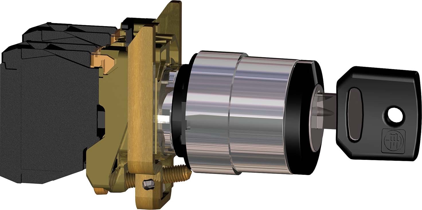 Schneider Electric XB4BG61 Schlüsselschalter 2-Stellungen 1S rechts tastend links rastend Schloß 455