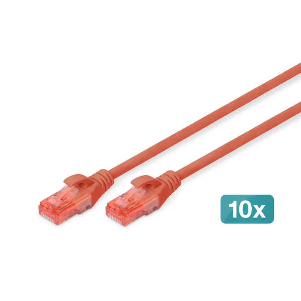 Digitus DK-1617-030-R-10 CAT 6 U/UTP Patchkabel LSZH rot 3 Meter 10 Stück