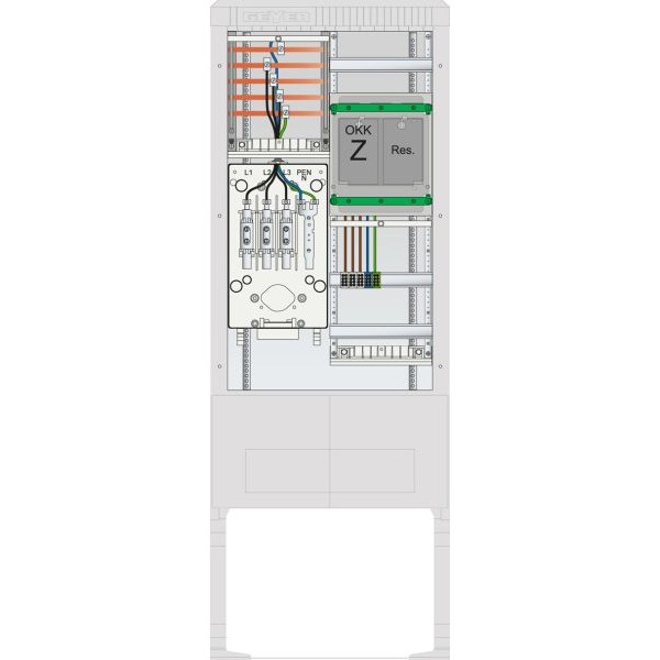 ABN SZ175EE1513 Zähleranschlusssäule 1 eHZ 5pol HLAK 25mm² IP54 ZP-Abd, HAK