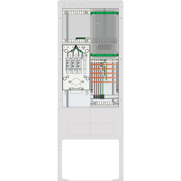 ABN SZ175ZL1503 Zähleranschlusssäule 1 ZP,Leerpl, 5pol HLAK 25mm² IP54 ZP-Abd, HAK