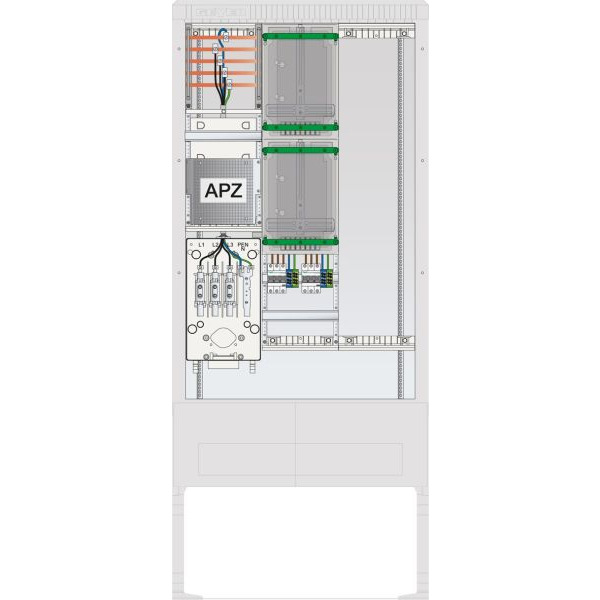 ABN SZ207ZL2505A Zähleranschlusssäule 2 ZP APZ,Leerpl, 5pol Sperrb,Haupts,3p IP54 ZP-Abd, HAK