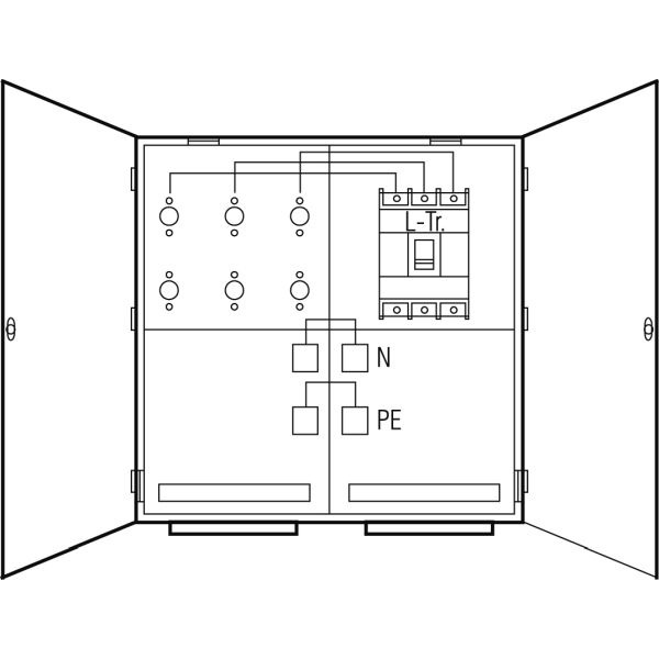 ABN WMS121-55 Wandlermessschrank IP54 By 250A LS3x400A Verdrahtet N+PE 800x800x225mm 5-pol