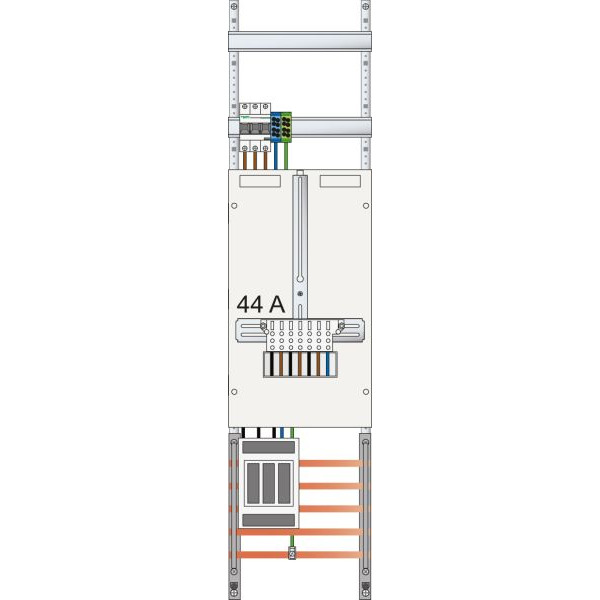 ABN Z17910D Zählerplatz 3Pkt 1Z(44A NH00 mit sHS/ZSK IP43 SK2 5-polig BxHxT 250x1050x210mm