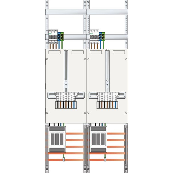 ABN Z27920 Zählerplatz 3Pkt 2Z NH00 mit sHS/ZSK IP43 SK2 5-polig BxHxT 500x1050x210mm