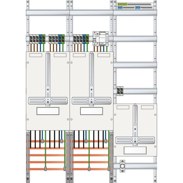 ABN Z37D414N Komplett-Zählerplatz 3Pkt DREWAG ENSO SAn 1Z 1WP 1SDE 1V3 o,SH Bestückt+Verdrahtet 5-polig