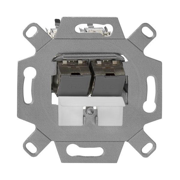 Rutenbeck 139104031 10 Gigabit-Modularanschlussdose geschirmt 1-fach Unterputz mit 1 Modul abbrechbarer Tragring für Stegversion