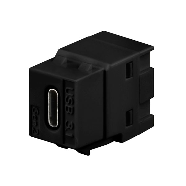 Rutenbeck 17010667 USB 3.1-Keystone Typ C (Buchse/Buchse) für Montageadapter KMK-MA Up und andere Keystone-Aufnahmen schwarz (ähnlich RAL 9005)